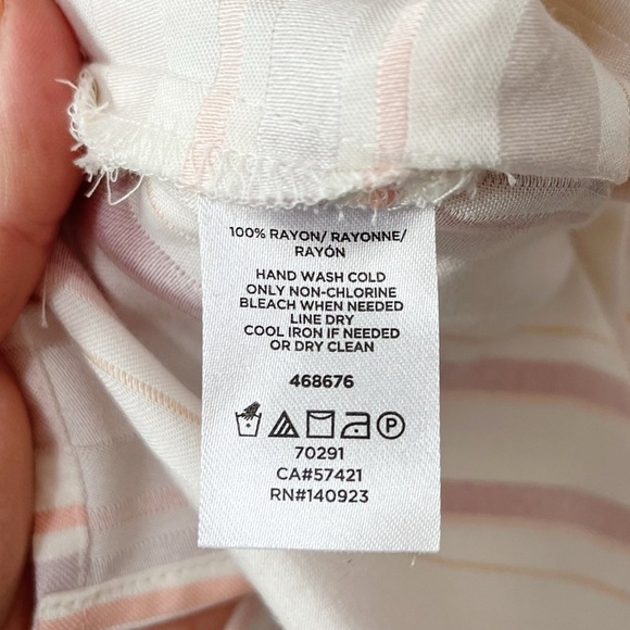 Ann Taylor LOFT Striped Faux Wrap Ruffle Sleeveless Tank Blouse White Pink NEW - Picture 7 of 8